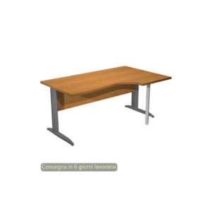 Scrivania angolare destra Noce chiaro 160x60/80/100xh.72 cm gamba ad L metallo Antracite Presto Compact - 008K211/4/AF