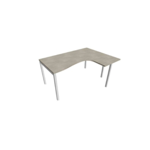 Scrivania angolare destra piano cemento 160x120xh.75 cm gamba a ponte in acciaio Argento linea Practika P3 ECSPT16D-CL-A