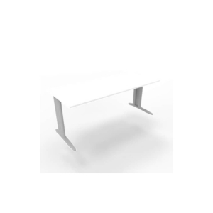 Scrivania piano Bianco 180x80xh.75 cm gamba a L in acciaio Argento linea Practika P1 Quadrifoglio - ECSMT180-BA-A