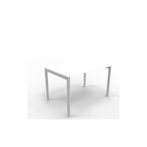 Scrivania piano Bianco 120x80xh.75 cm gamba a ponte in acciaio Argento linea Practika P3 Quadrifoglio - ECSPT120-BA-A