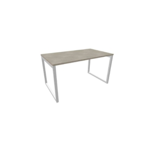 Scrivania piano cemento 140x80xh.75 cm gamba ad anello in acciaio Argento linea Practika P2 Quadrifoglio - ECSAT140-CL-A