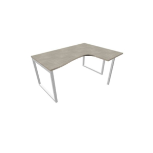 Scrivania angolare destra piano cemento 160x120xh.75 cm gamba ad anello acciaio Argento Practika P2 ECSAT16D-CL-A