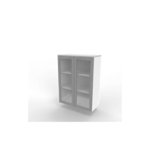 Armadio medio ante vetro telaio MDF - top Grigio scocca Bianca 90x45xh.123,2 cm Practika Quadrifoglio - ECEM90T-GR-BA-V3