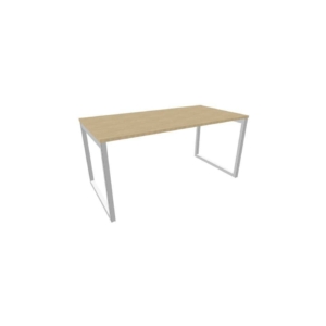 Scrivania piano Rovere 160x80xh.75 cm gamba ad anello in acciaio Argento linea Practika P2 Quadrifoglio - ECSAT160-RK-A