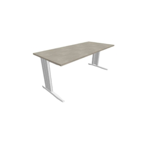 Scrivania piano cemento 180x80xh.75 cm gamba a L in acciaio Argento linea Practika P1 Quadrifoglio - ECSMT180-CL-A