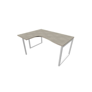 Scrivania angolare sinistra piano cemento 160x120xh.75 cm gamba ad anello acciaio Argento Practika P2 ECSAT16S-CL-A