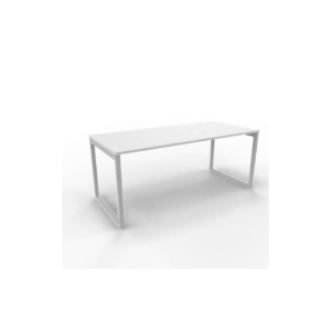 Scrivania piano Grigio 180x80xh.75 cm gamba ad anello in acciaio Argento linea Practika P2 Quadrifoglio - ECSAT180-GR-A