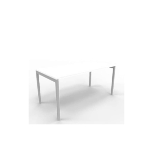 Scrivania piano Bianco 160x80xh.75 cm gamba a ponte in acciaio Argento linea Practika P3 Quadrifoglio - ECSPT160-BA-A