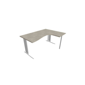 Scrivania angolare destra piano cemento 160x120xh.75 cm gamba a L in acciaio Argento linea Practika P1 ECSMT16D-CL-A