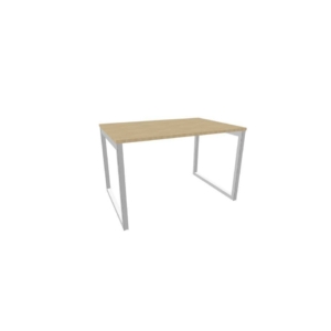 Scrivania piano Rovere 120x80xh.75 cm gamba ad anello in acciaio Argento linea Practika P2 Quadrifoglio - ECSAT120-RK-A