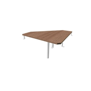 Raccordo 90° piano Noce canaletto 84x84xh.75 cm gamba in acciaio Argento per scrivanie Practika P3 ECRA9003-NO-A
