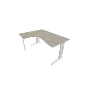 Scrivania penisola a sx piano cemento 160x120xh.75 cm gamba a L in acciaio Quadrifoglio piano cemento ECSMT16S-CL-A