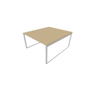 Bench piano Rovere 140x160xh.75 cm gamba ad anello in acciaio Argento linea Practika P2 Quadrifoglio - ECBEA14-RK-A