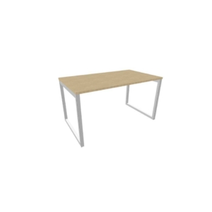 Scrivania piano Rovere 140x80xh.75 cm gamba ad anello in acciaio Argento linea Practika P2 Quadrifoglio - ECSAT140-RK-A