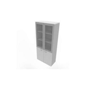 Armadio alto con ante basse Grigio e alte in vetro telaio MDF scocca Argento 90x45xh.200 cm - ECE490T-GR-AA-V3