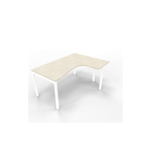 Scrivania angolare destra piano cemento 160x120xh.75 cm gamba a ponte in acciaio Bianco linea Practika P3 - ECSPT16D-CL-I