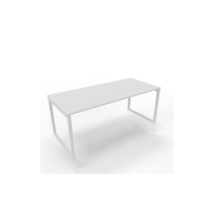 Scrivania piano Bianco 180x80xh.75 cm gamba ad anello in acciaio Bianco linea Practika P2 Quadrifoglio - ECSAT180-BA-I