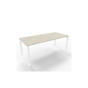 Scrivania piano Grigio 180x80xh.75 cm gamba ad anello in acciaio Bianco linea Practika P2 Quadrifoglio - ECSAT180-GR-I