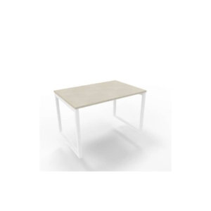 Scrivania piano cemento 120x80xh.75 cm gamba ad anello in acciaio Bianco linea Practika P2 Quadrifoglio - ECSAT120-CL-I