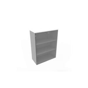 Armadio medio con ante vetro fumè, top bianco scocca trama antracite 90x45xH.123,2 cm - ECEM90V-BA-TA-GE