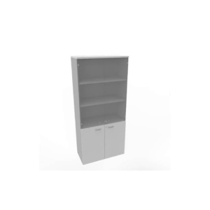 Armadio alto con ante basse grigio e alte in vetro scocca trama antracite 90x45xH.200 cm - ECE490V-GR-TA-GE