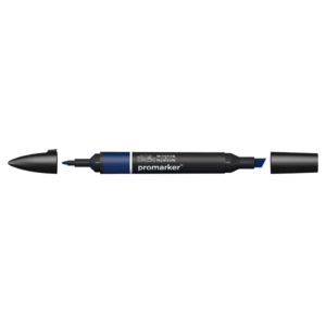Pennarello Winsor&Newton Promarker doppia punta fine-scalpello 2,5-0,5mm - indigo blue - 0203169