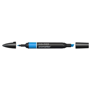 Pennarello Winsor&Newton Promarker doppia punta fine-scalpello 2,5-0,5mm - azure - 0203054