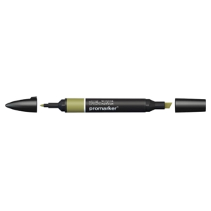 Pennarello Winsor&Newton Promarker doppia punta fine-scalpello 2,5-0,5mm - Verde oliva - 0203447