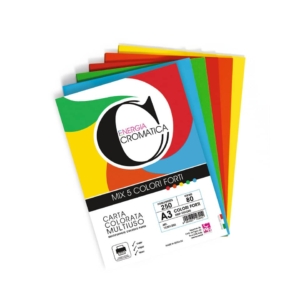 Carta colorata Deco Cromatica colori forti formato A4 - 5 Colori Assortiti - 80g/m² (risma 100 fogli)