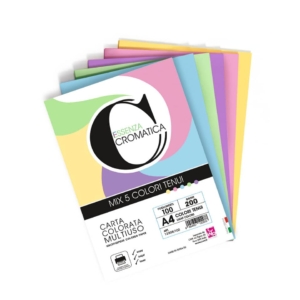 Carta colorata Deco Cromatica colori tenui formato A4 - 5 Colori Assortiti - 200g/m² - 12308/100 (risma 100 fogli)