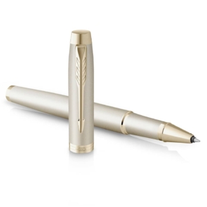 Penna roller monocromatica Parker punta fine Nero finitura champagne 2172955