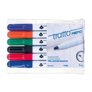 Pennarello per lavagne bianche Tratto Memo punta tonda - Colori Assortiti - F854200 (conf.6)