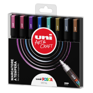 Pennarelli UniPosca punta media 8 colori metal Assortiti M PC5MM 8P (conf.8)