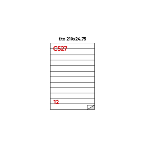 Etichette bianche permanenti Markin Copiatabu 210x24,75 mm - 12 etichette per foglio - X210C527 (conf.100 fogli)