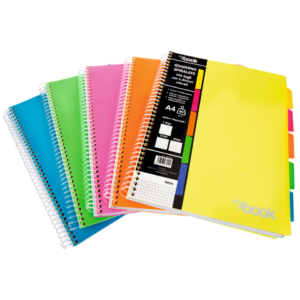 Quaderno Maxi spiralato Nikoffice con fori e separatori - 100 fogli - 80g/m² formato A5 - 1 rigo - Colore assortito - 30NIK105/A5