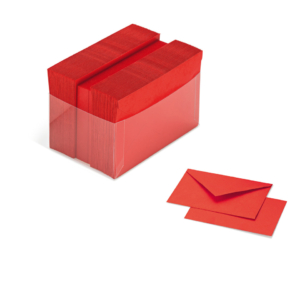Biglietti augurali con busta Burano 9x14 cm - Rosso scarlatto - A57C174 (conf.100)
