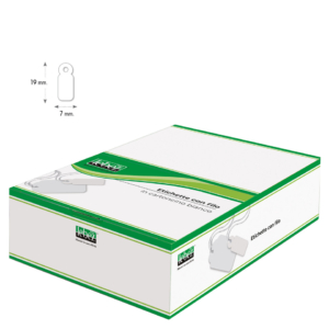 Etichette con filo in cartoncino Bianco Lebez formato 7x19 mm - A383 (conf.1000)
