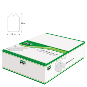 Etichette con filo in cartoncino Bianco Lebez formato 22x35 mm - A390 (conf.500)