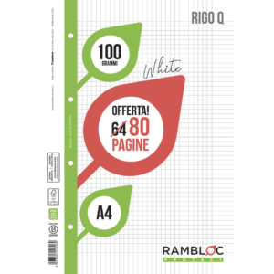 Ricambi per quaderni ad anelli Rambloc formato A4 -100g/m² - 40 fogli rigo Q 90524326