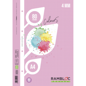 Ricambi rinforzati quaderni ad anelli Rambloc formato A4 colore Rosa - 40 fogli - 4 mm - 90524124