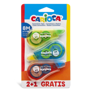 Correttori a nastro monouso Carioca 5 mm x 8 m - blister da 3 pezzi - 42089 (conf.3)
