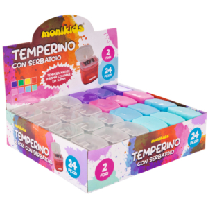 Temperamatite a 2 fori con serbatoio Nikoffice colori pastello Assortiti - 12NIK024 (Espositore 24 pezzi)