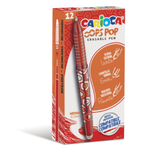 Penne cancellabili Carioca Oops Pop punta media 0,7 mm Rosse 42044/03 (conf.12)