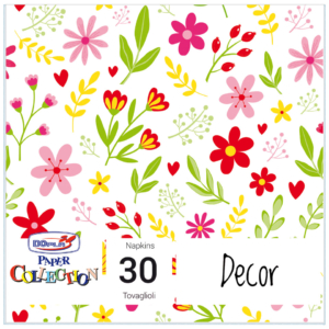 Tovaglioli in pura cellulosa 33x33 cm - 3 veli - Flowers 18427 (conf.30)