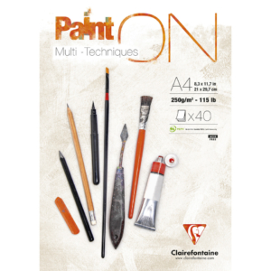 Blocchi collati Clairefontaine Paint'on - formato A4 - 250g/m² - 40 fogli - 96537C (conf.4)