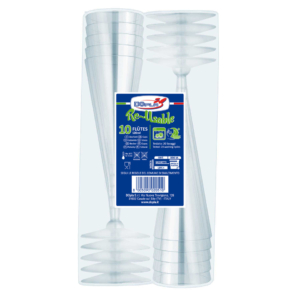 Bicchieri flutes in polistirene Dopla Reusable Diamant trasparenti 120 ml - 22681 (conf.10)