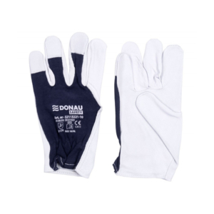 Guanti da lavoro in pelle di capra con polsino elastico bianco-blu navy Donau Safety - Tg. 9/L - 32113221-09 (conf.12)