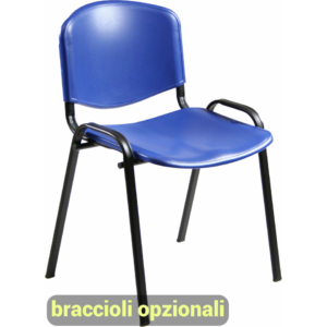 Sedie visitatore a 4 gambe Unisit Dado D5PS struttura nera - PPL blu - D5PS/2/BL (conf.2)