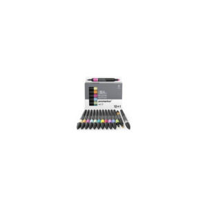 Pennarelli Winsor&Newton Promarker doppia punta fine-scalpello 2,5-0,5mm - colori assortiti + blender - 0290138 (conf.12)