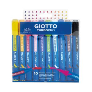 Pennarelli GIOTTO TurboPro doppia punta scalpello-pennello astuccio appendibile - colori assortiti - F428300 (conf.10)